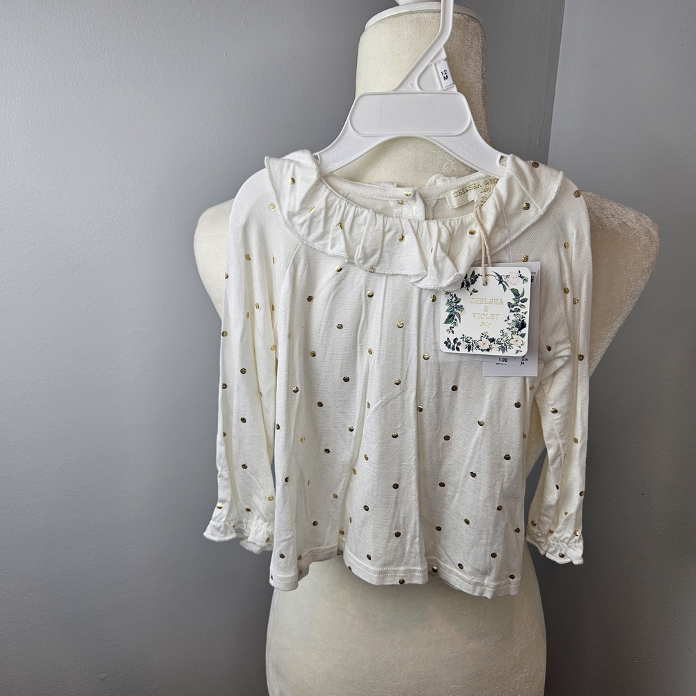 Chelsea & Violet Cream Blouse with Gold Dots